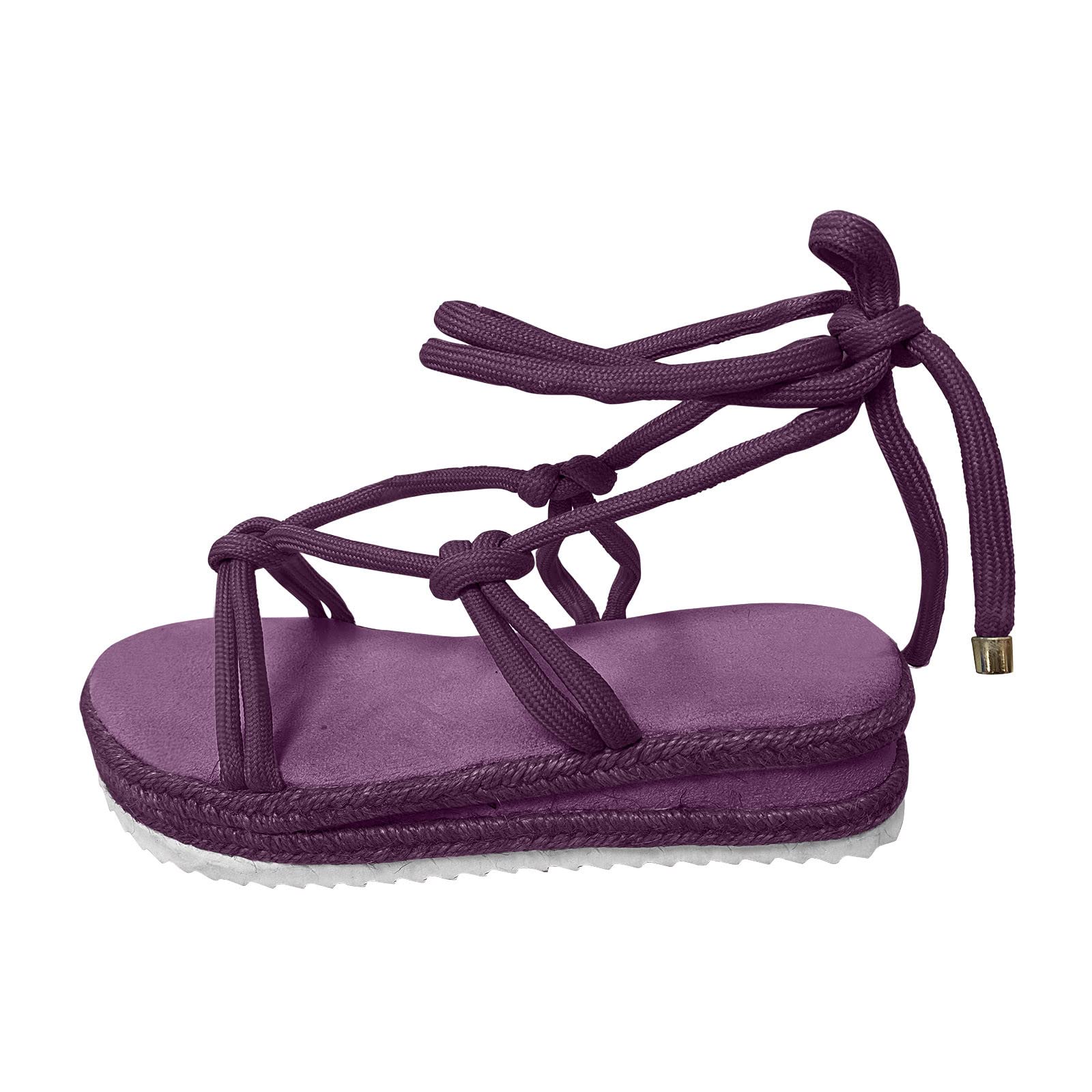Amazon.com: Women Platform Sandals Ankle Cross Strap Open Toe Sandals  Summer Casual Shoes (Purple, 8.5) : Clothing, Shoes u0026 Jewelry