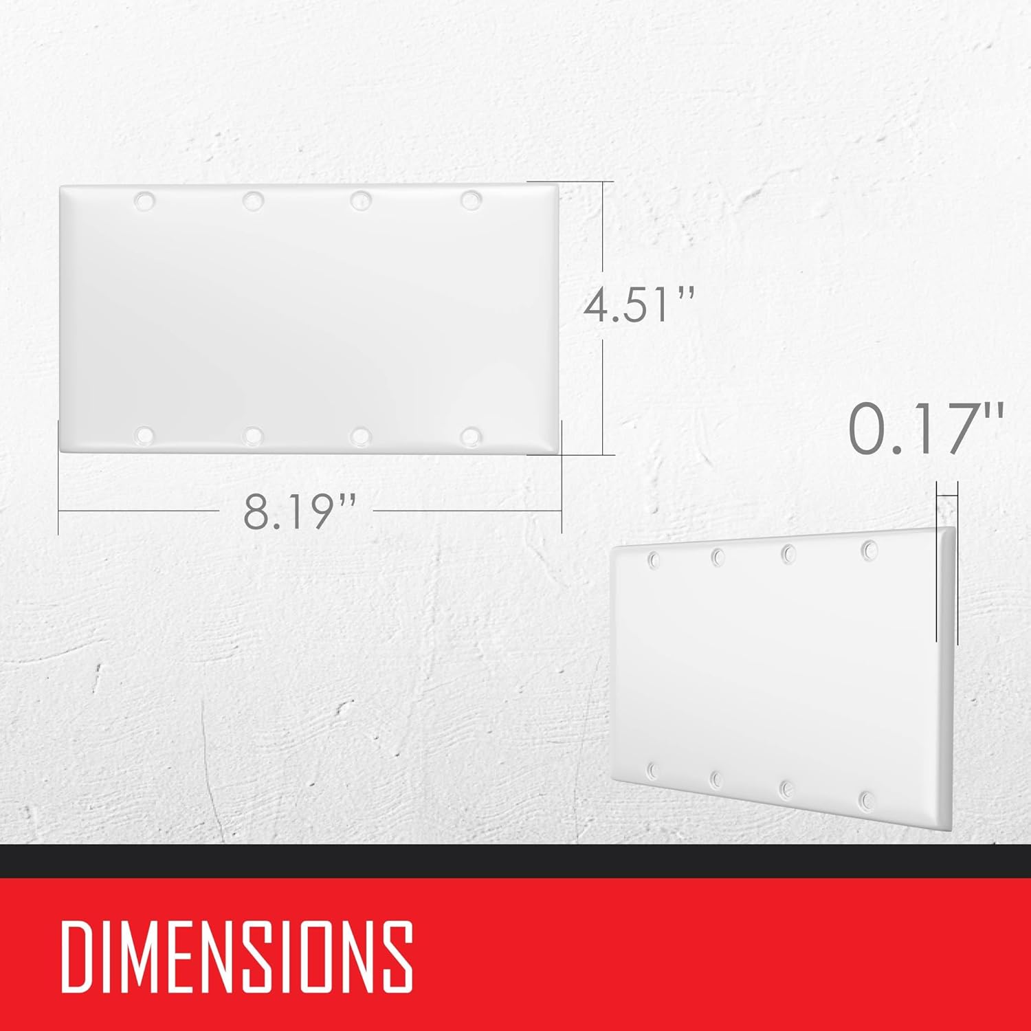 TayMac WW-BBBB 4-Gang White Smooth Metal Standard 4-Blank Wall Plate, Outlet Cover Wall Plate with Screws, Electrical Outlet Cover Plate for 4 Devices