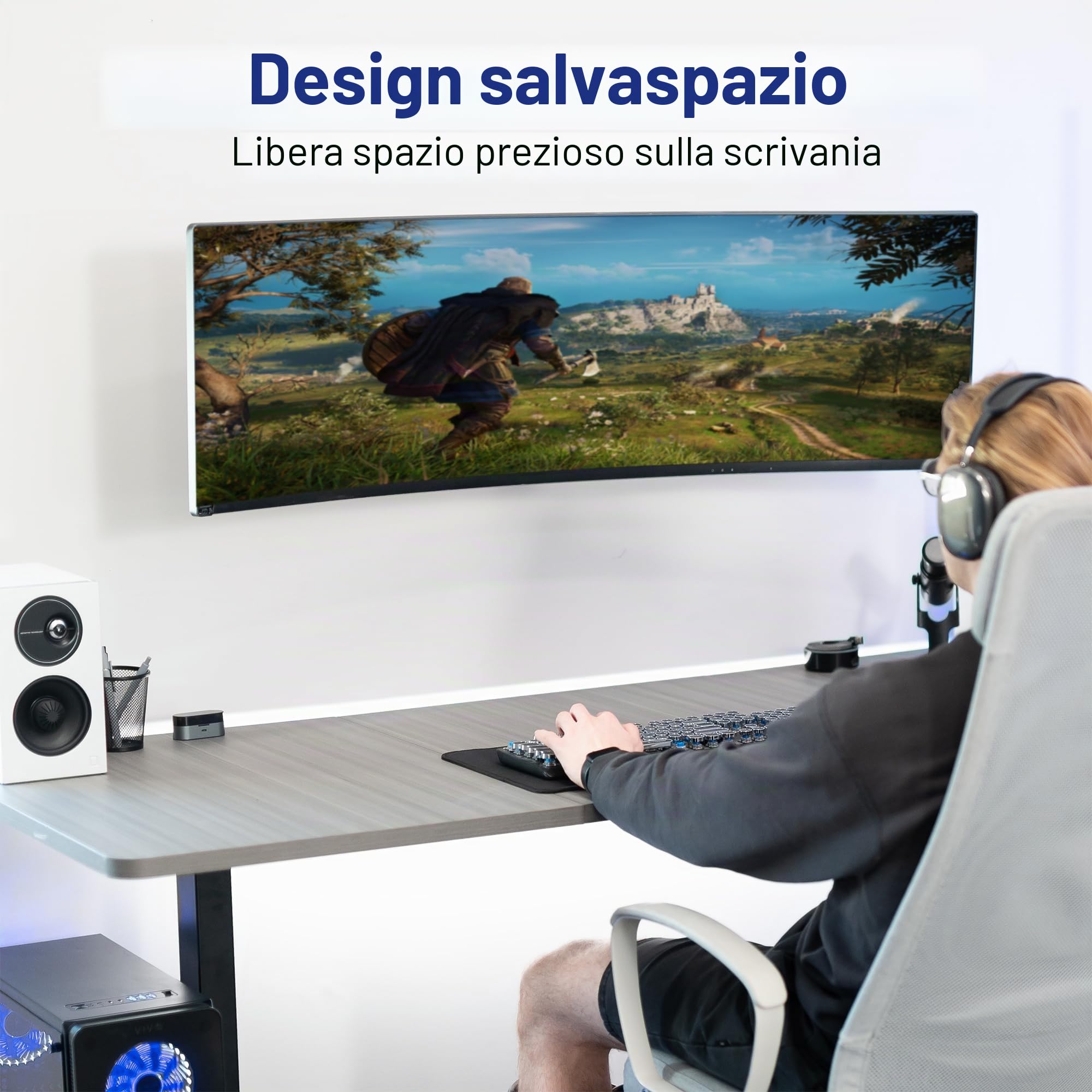 VIVO MOUNT-VW01MW - Supporto da parete Full Motion per TV LCD LED e schermi fino a 27", inclinabile e girevole, VESA max 100 x 100 mm, colore: bianco