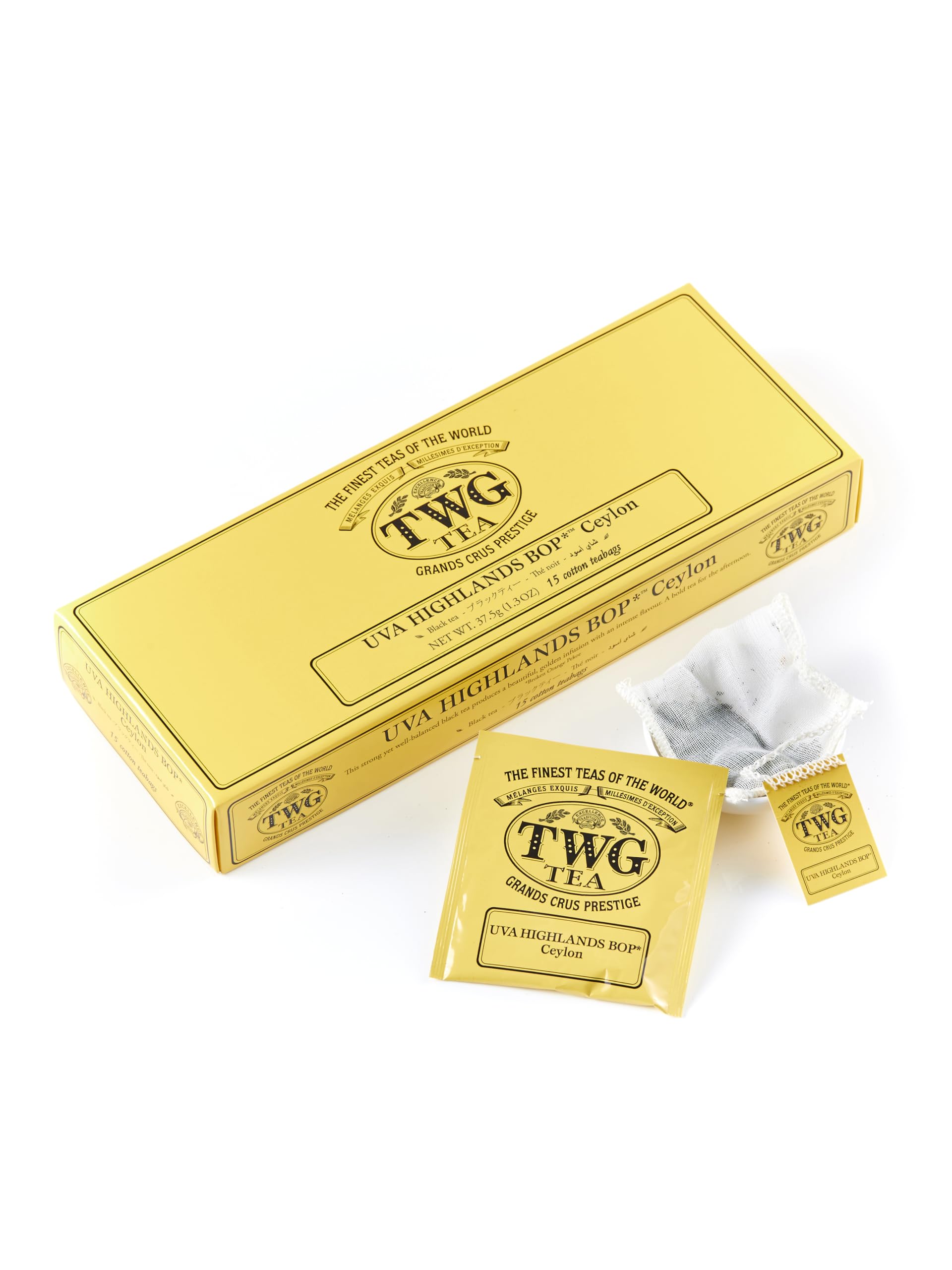 TWG Tea | UVA Highlands BOP | Black Tea | Golden Infusion | 15 Hand Sewn Cotton Teabags | Gift Set