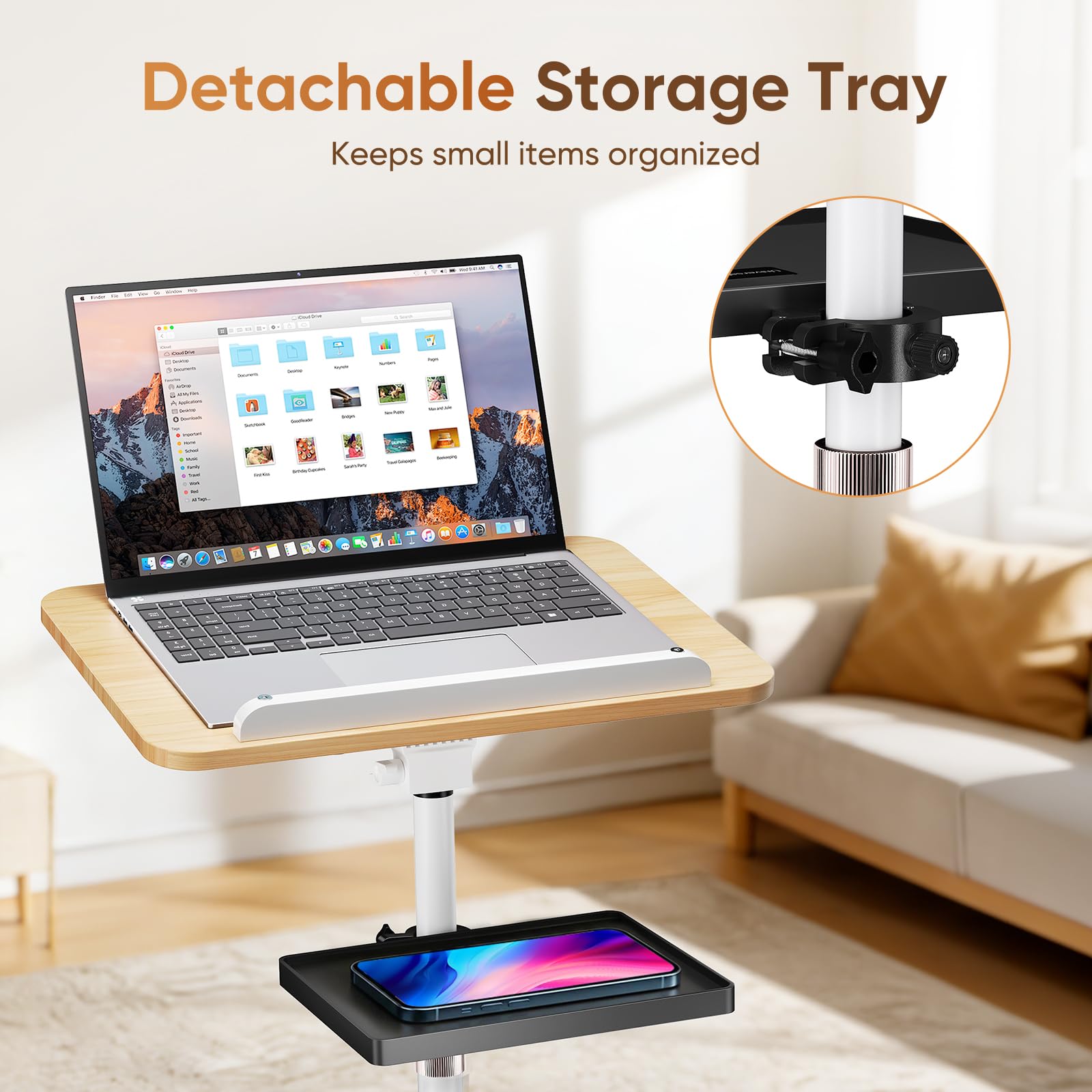 Leggio da pavimento 2 in 1, leggio per musica con vassoio rimovibile, altezza regolabile da 50 a 130 cm, supporto per lettura e lettura per laptop, supporto pieghevole con clip per pagine per libri di