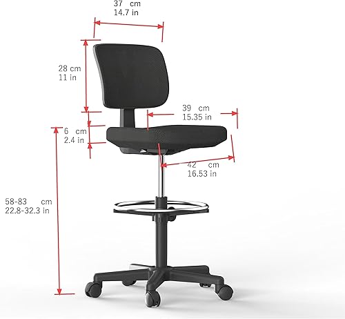 Miniatura 8 de Tienda Basics Silla de redacción de malla con respaldo medio y reposapiés ajustable, color negro