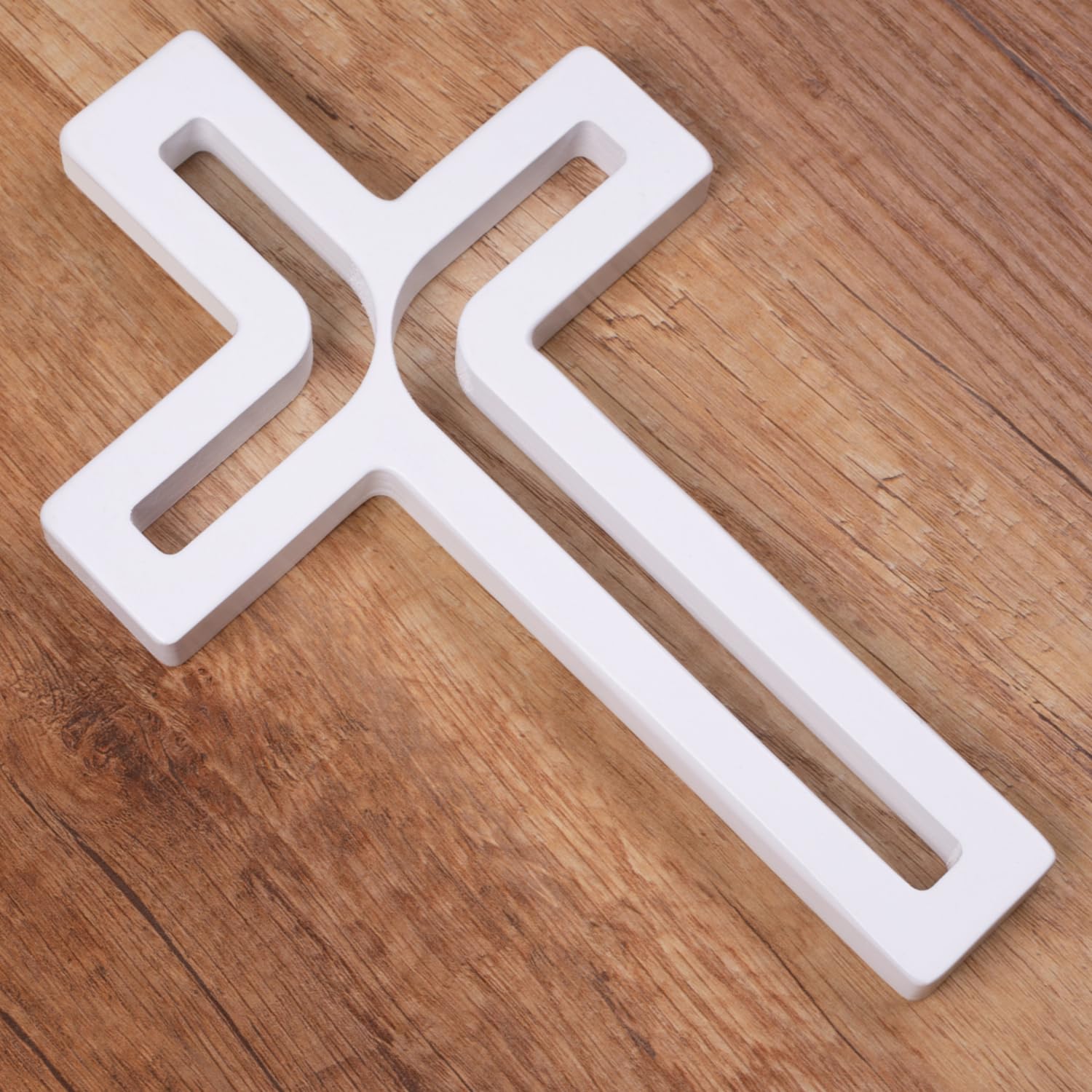 Croce In Legno Di Faggio Moderna: Decorazione Da Parete Per Casa O Come Regalo Battesimo/comunione - Foto 5