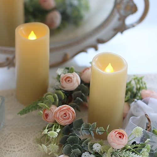 Miniatura 10 de Qinc Paquete de 2 velas sin llama de 7 pulgadas para exteriores funciona con pilas con temporizador impermeables parpadeantes velas de plástico LED