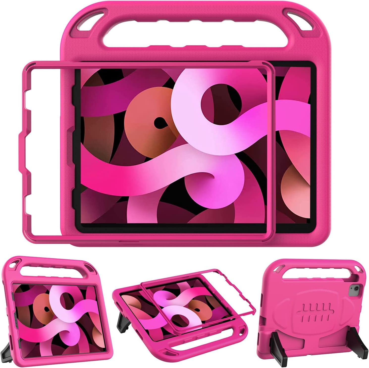 AVAWO Case for iPad Air 5th/4th Generation Case (2022/2020), iPad Air 5 & Air 4 & Pro 11 Case, Built in Screen Protector, Shockproof Handle Stand Kids Case for iPad Air 5 & Air 4 (10.9 Inch), Rose
