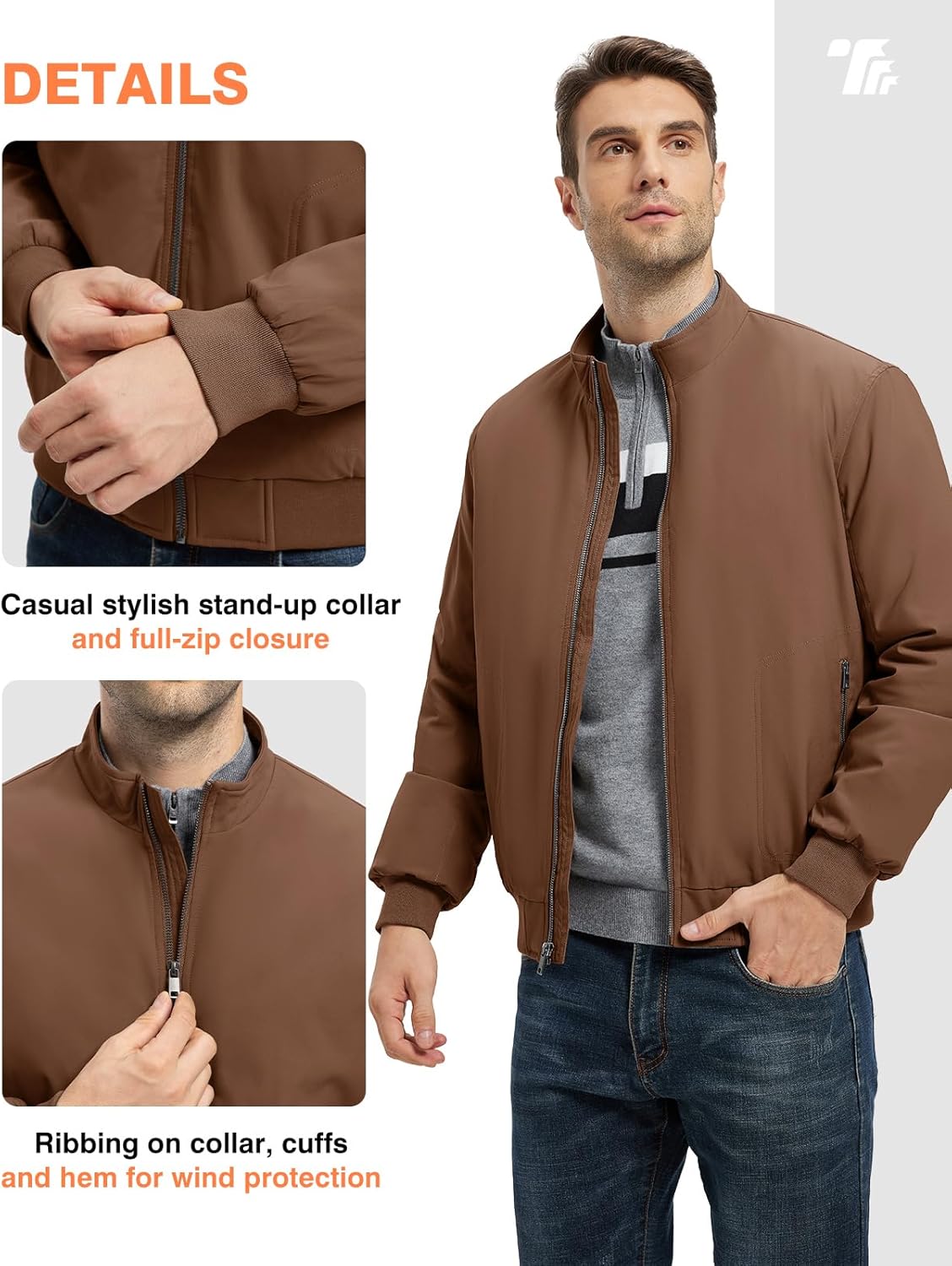 TBMPOY Men's Winter Lightweight Bomber Jackets Water Resistant Fall Casual Windbreakers Quilted Full Zip Windproof Work Coats - Image 10