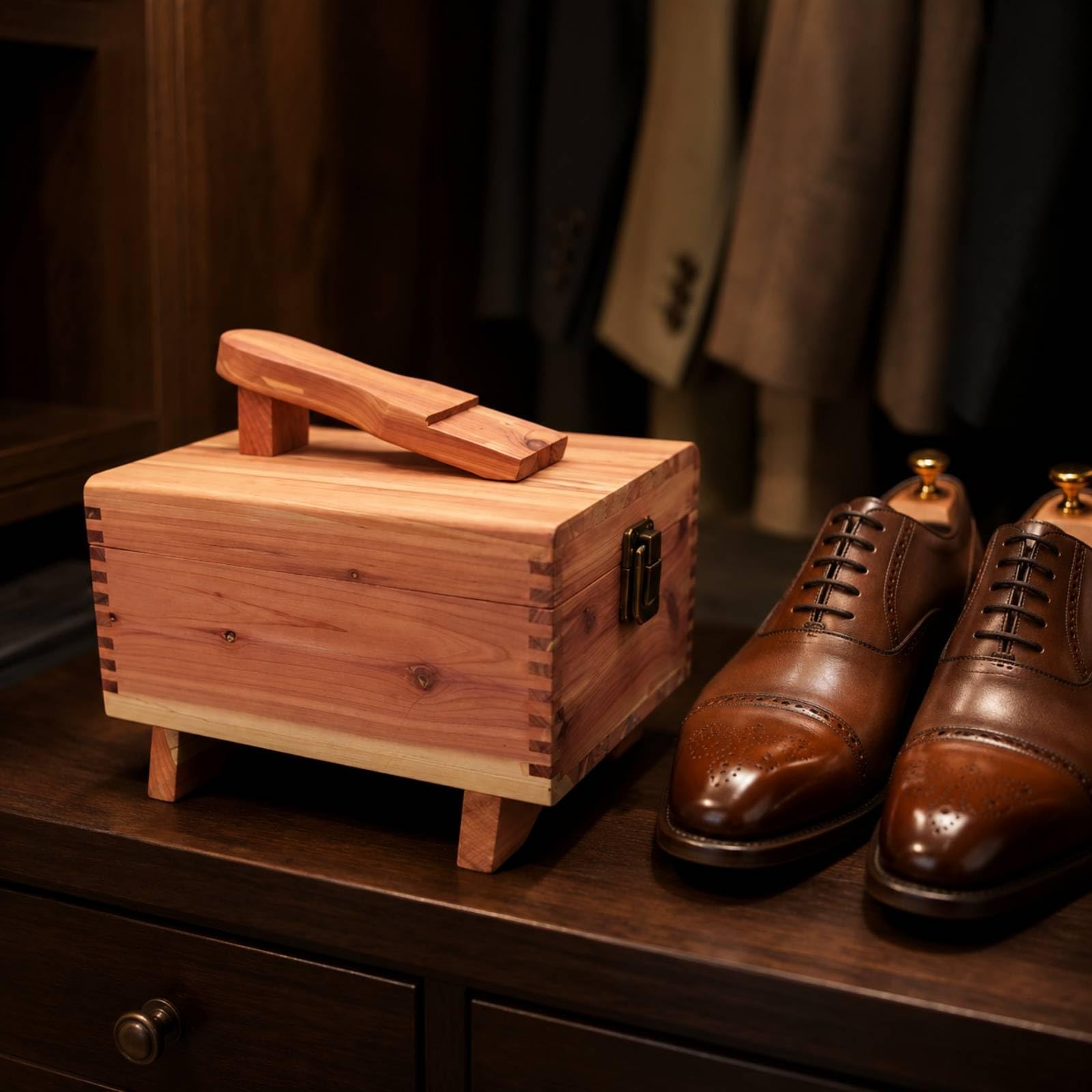 Schuhputzkiste aus Schuhpflegebox mit Klappdeckel voll Schuhputzkiste mit Klappdeckel für Schuhpflege, Array, Hellbraun