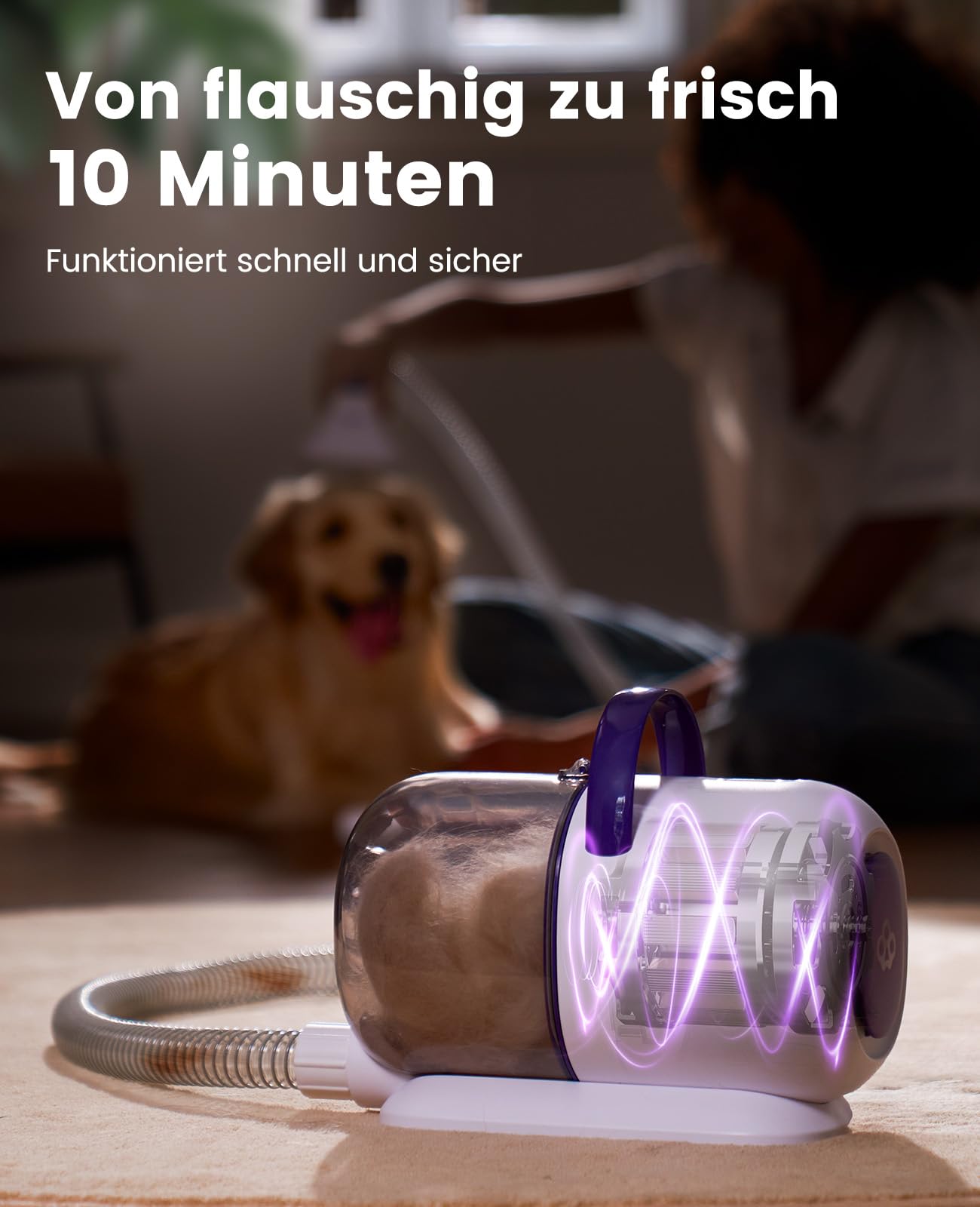 oneisall Hundestaubsauger mit Bürste, Super Saugkraft mit 12000Pa, Tierhaar staubsauger von der Bürste mit Einem Knopf, Tierhaarentferner mit 4 Pflegewerkzeugen