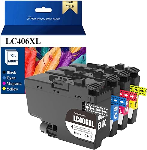 LC406XL - Cartuchos de tinta compatibles con impresora Brother MFC-J4335DW MFC-J4345DW MFC-J4535DW MFC-J5855DW MFC-J5955DW MFC-J6955DW (LC406XLBK,