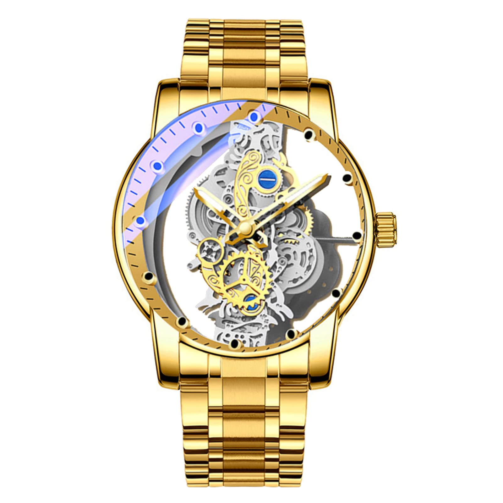 Orologi da uomo meccanici automatici, cinturino in pelle