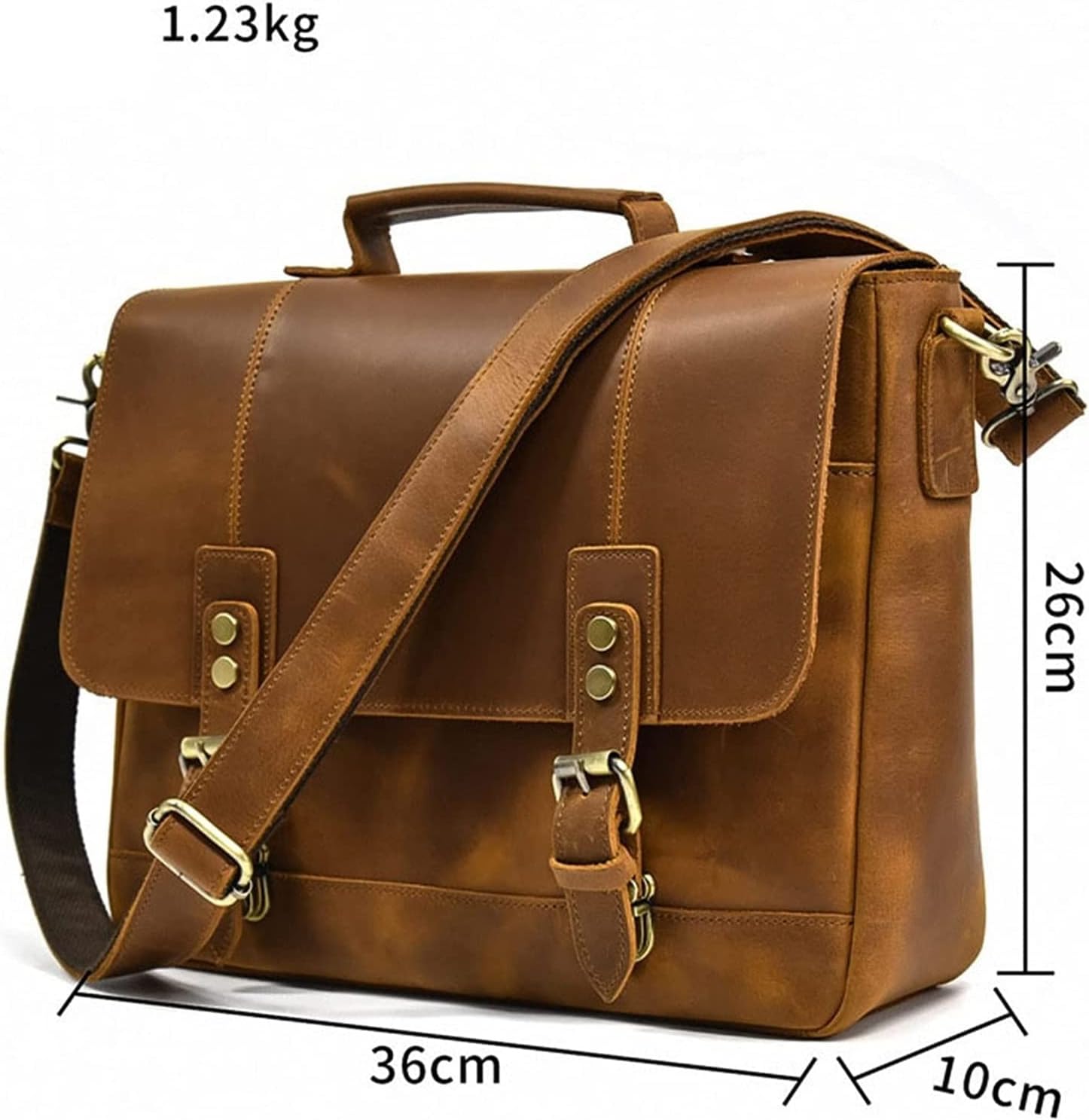 Leather Briefcase Office Handbag Business Shoulder Crossbody Bag 13 Inch Laptop bag