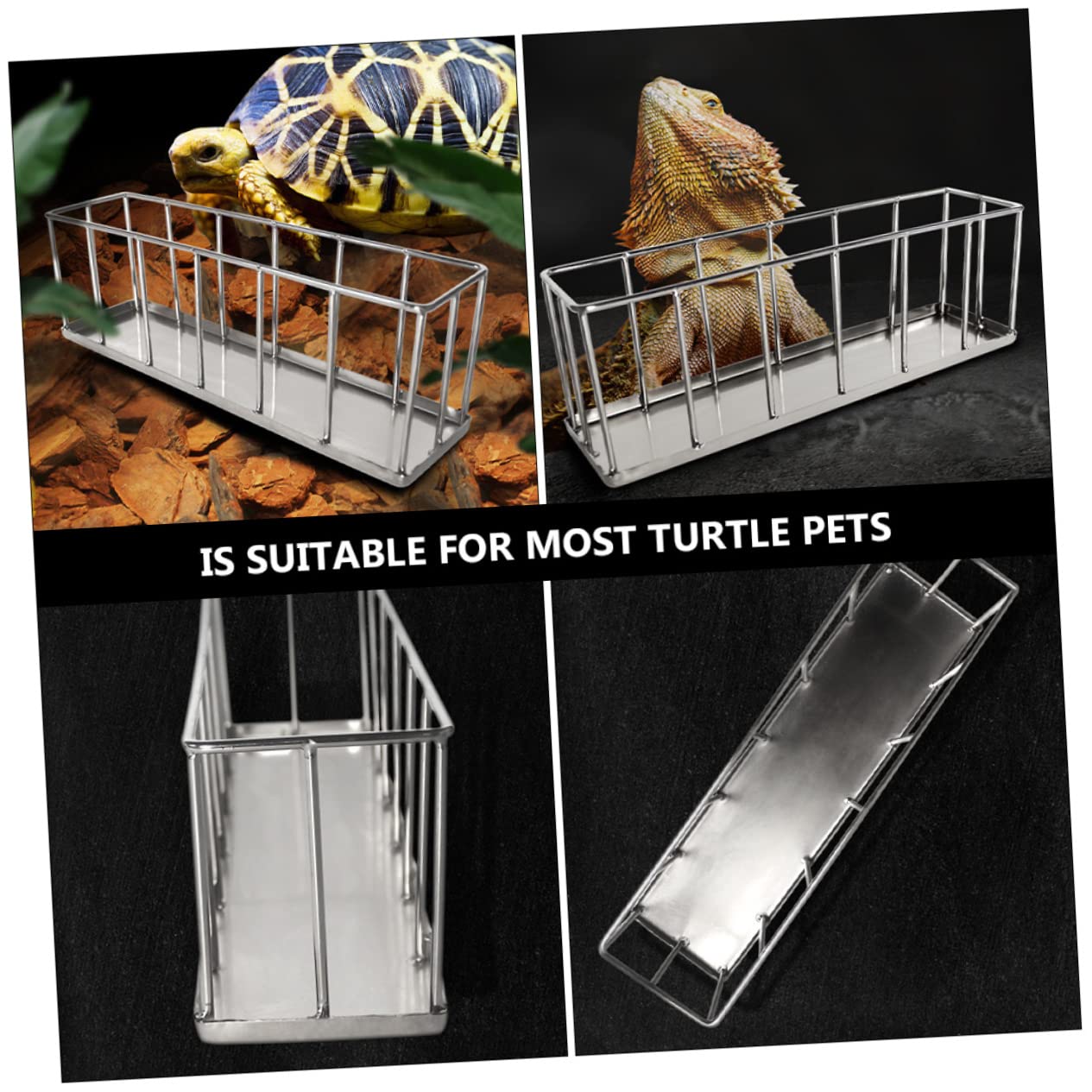 Comedero Inoxidable para Reptiles y Tortugas Plato Antivuelco para Alimentación De y Reptiles Diseño y Estable para Comida y Agua