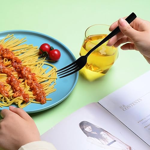 Miniatura 4 de Vababa Tenedores de cena negros de 16 piezas, acero inoxidable