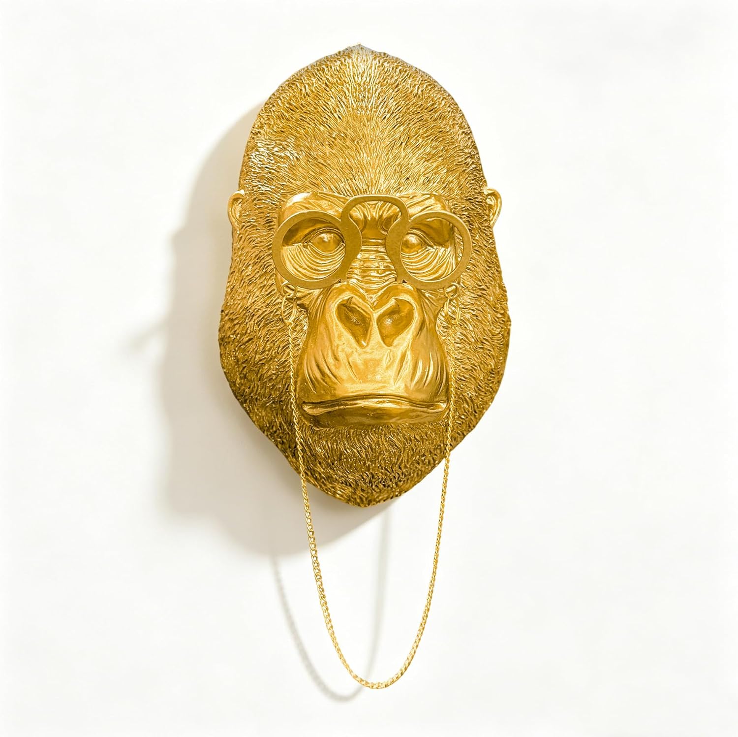 Juedawyal Gold Animal Head for Wall, Resin Gorilla Animal Heads Wall Decor Sculpture Vintage Wall Art for Eclectic Gallery Wall Entryway Bar Living Room Home Office