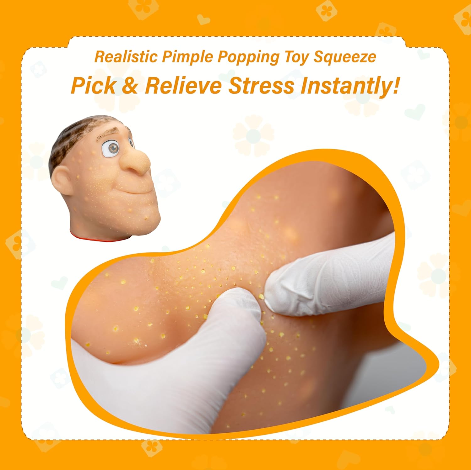 brenzo 2026 New Refillable Pimple Popping Toy – Big Head Squeeze Toy with Golden Hair for Stress & Anxiety Relief, Realistic Pus Burst Fidget Toy, Funny Gag Gift for Adults