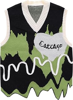 Aelfric Eden Vintage Oversized Knitted Sweater Vest V-Neck Sleeveless Sweater Pullover Tops