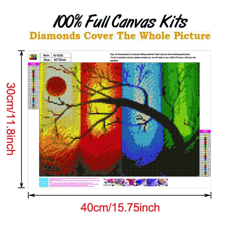 Diamond Painting Full Set, 4 Stück 5D Diamant Painting Bilder