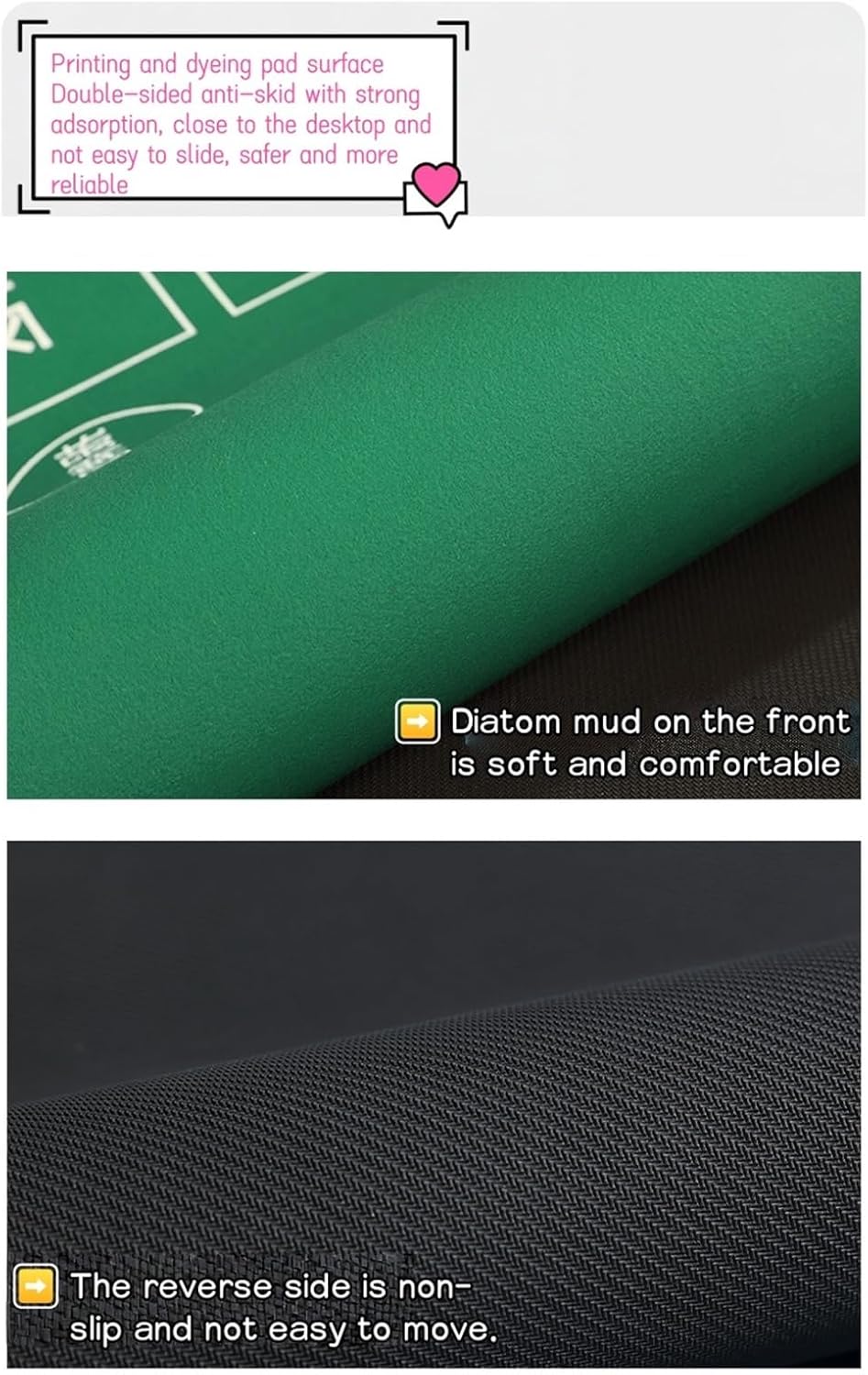 Mahjong Mat for Table,Non-Slip Noise Reduction Mah Jongg Mat,Multi Purpose Mahjong Pad,Portable Large Mahjong Table Cover,for Card, Poker, Board, Tile Games and Dominoes