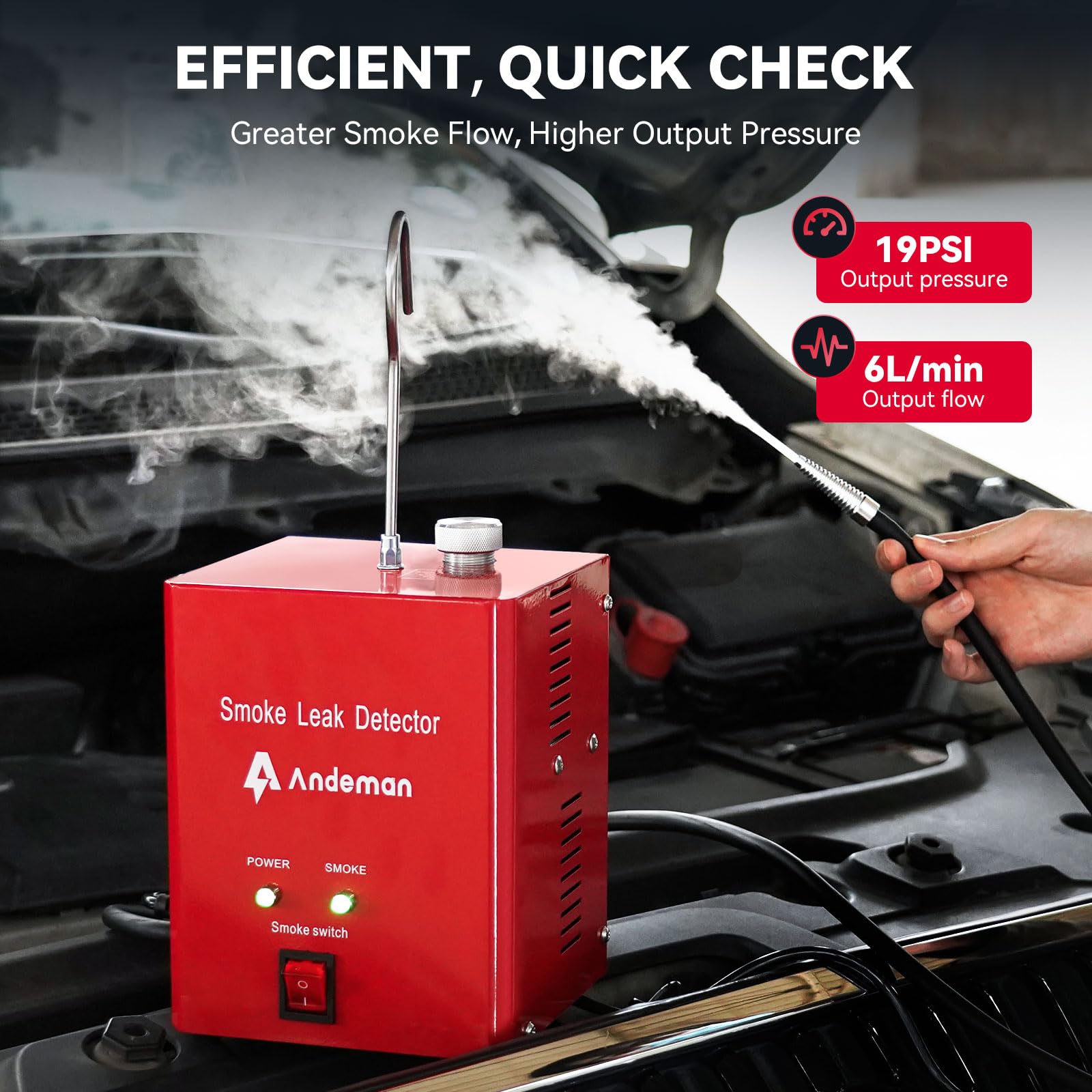 Automotive Smoke Machine Leak Detector Tester, 12V DC Exhaust Leak Detector Built-in air Pump Evap Leak Detector, Evap Vacuum Diagnostic Tester, Leak Diagnostic Detector Tools Kit for Pipe System