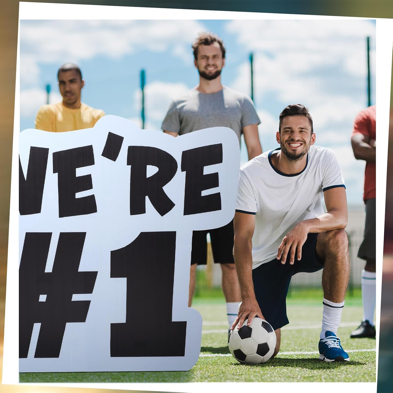4 ft Football Cardboard Cutouts Stand up Life Size We're #1 Sports Theme Party Decorations Hockey Baseball Game Day Backdrop Photo Props Standup for Sports Team Party Events Supply