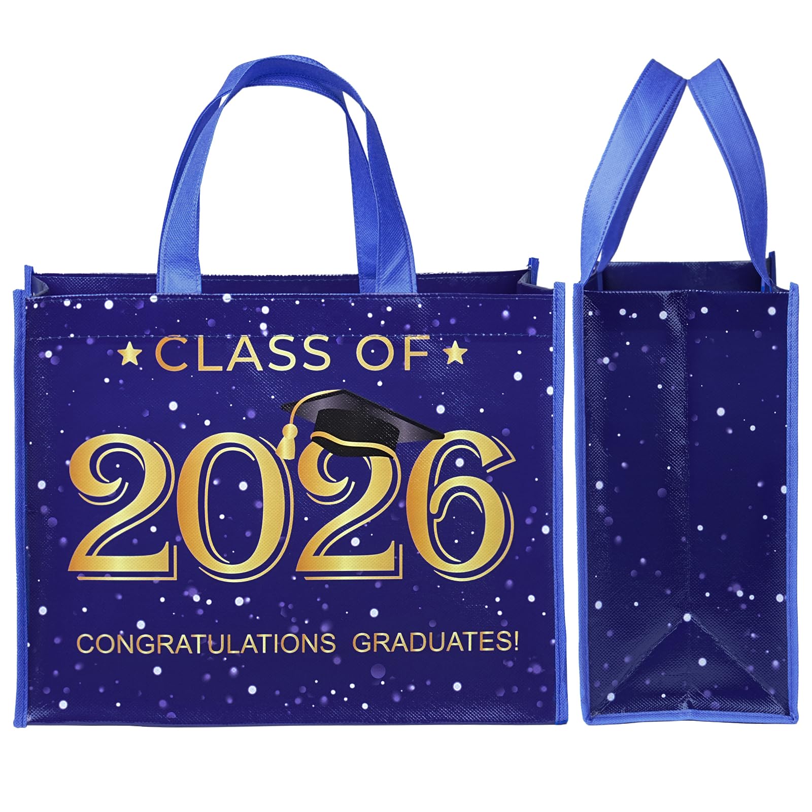 WRAPAHOLIC Large Reusable Graduation Gift Bag with Handles - 10 x 5 x 13 inch - Gold Foil 2026 Graduate Gift Bag