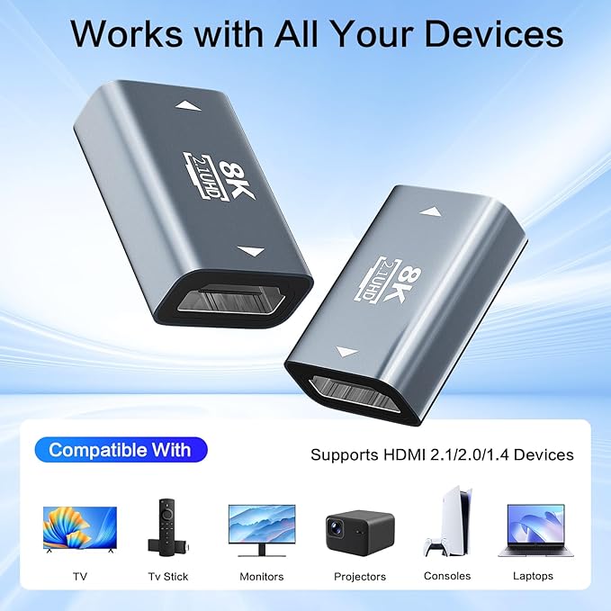 Adaptador HDMI a HDMI 8K 4 Pack, Hembra a Hembra, 8K@60Hz, HDMI 2.1 miniatura 5