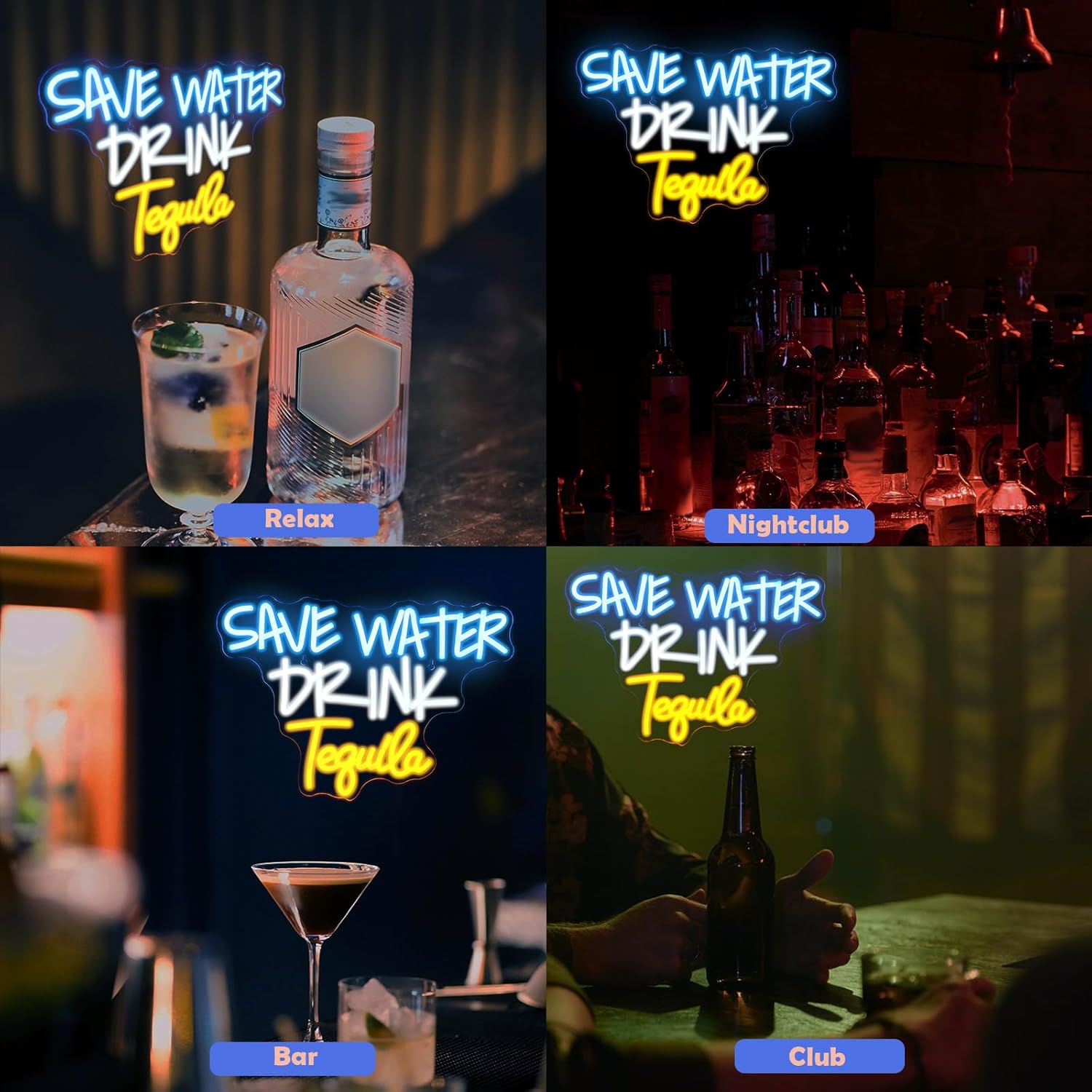 Save Water Drink Tequila Neon Sign Led Neon Lights for Wall Decor Usb Light Up Signs for Home Beer Bar Bedroom Restaurant Man Cave Cafe Bistro Club Party Decorations Gift - Image 7