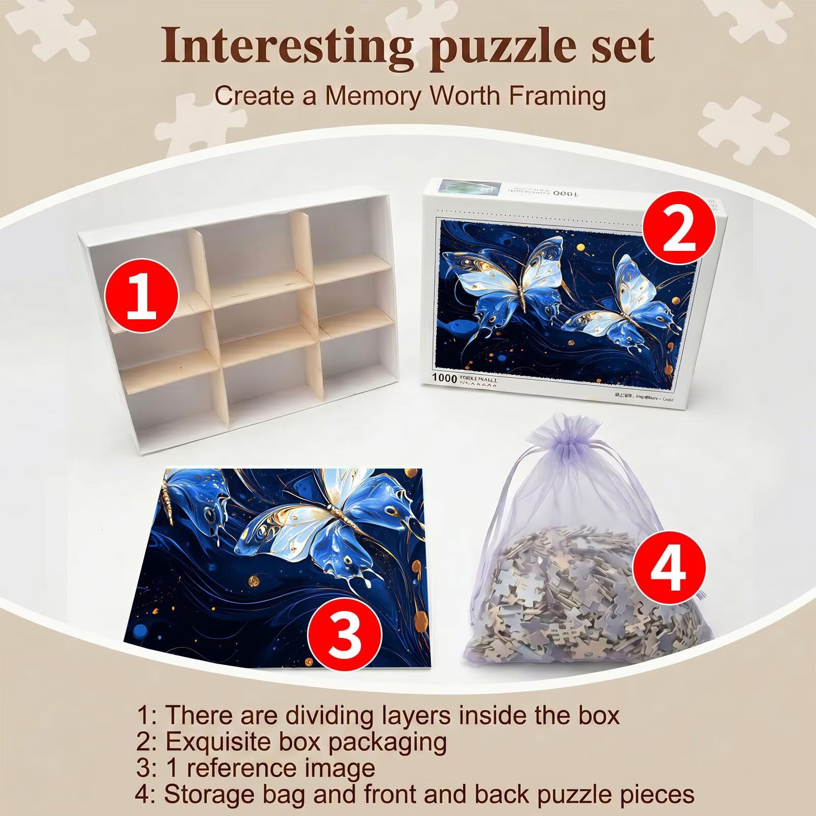 blu sogno Puzzle 4000 Pezzi per Adulti, Puzzle in Legno - Collezione Classica con Poster Incluso - Sfida di Concentrazione e Passatempo Antistress, Gioco Educativo per Famiglia, 141 x 87 cm f0-601