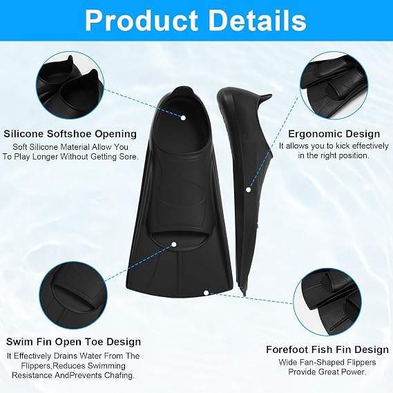 Kids Swim Fins, Fins for Swimming Kid,Short Kids Flipper with Mesh Bag,Swimming Flippers for Lap Swimming Training,Flippers for Children Adults Beginners