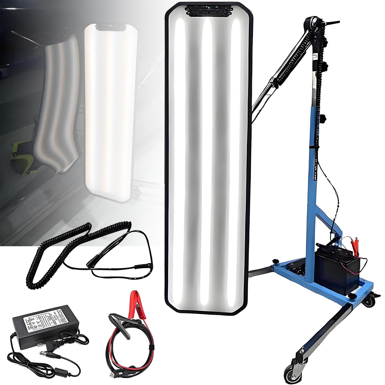 Panel świetlny Car Dent Pdr Light,odblaskowa tablica LED do usuwania wgnieceń,6 diod LED do usuwania wgnieceń z regulowanym stojakiem,wysokość stojaka 110-170cm Blue