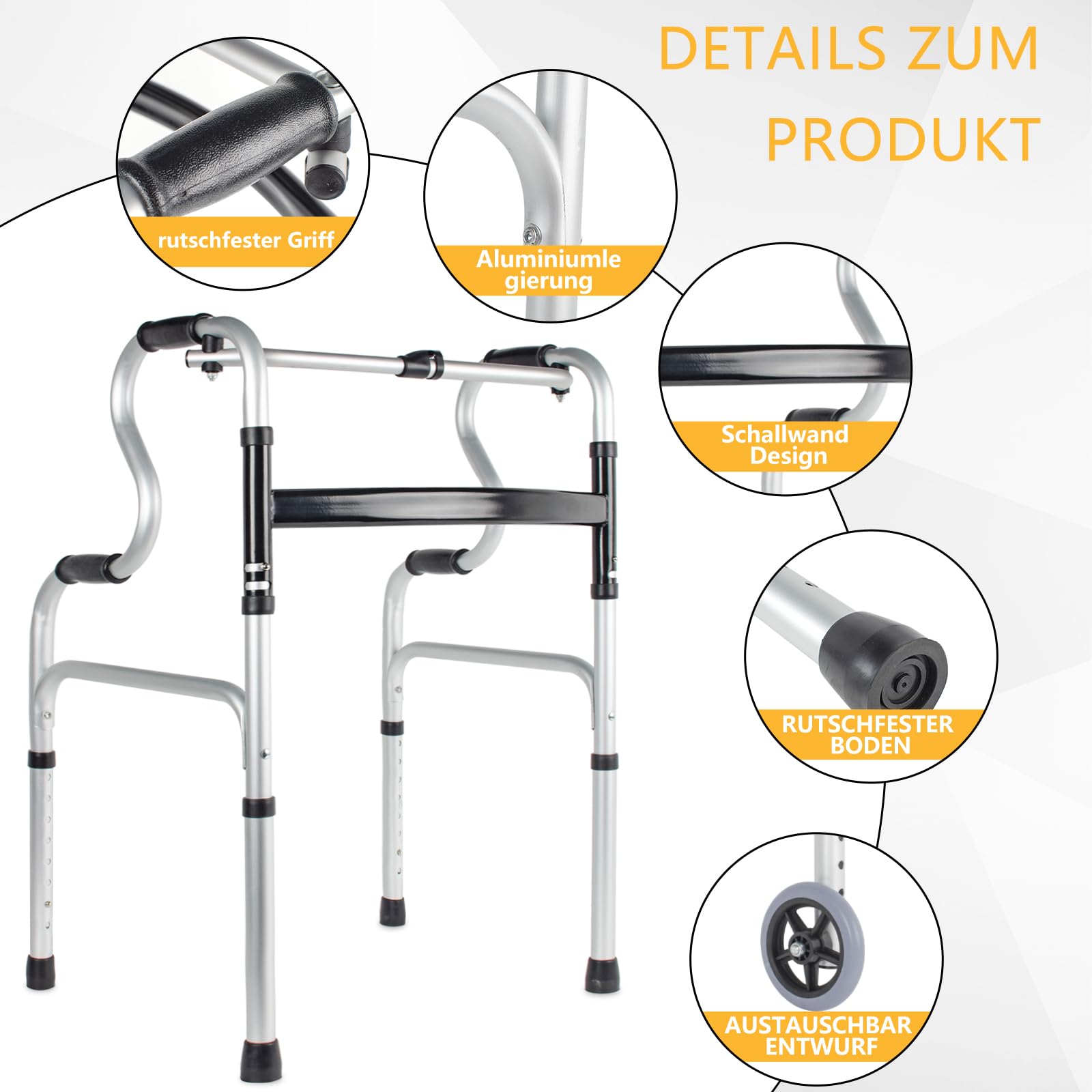 OUUTMEE - Ayuda para caminar para personas mayores, ligera, regulable en altura, de aluminio, Mobiclinic
