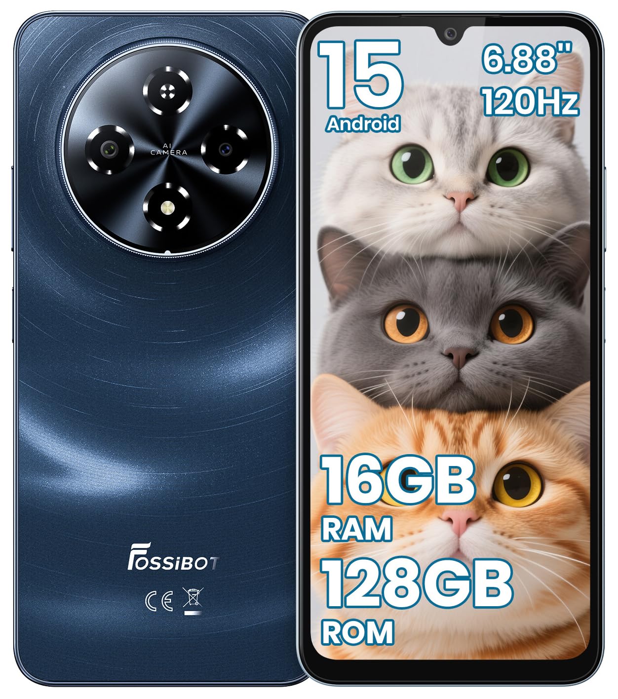 Amazon | FOSSiBOT S5 SIMフリー スマホ 本体 16GB RAM+128GB ROM 2TB