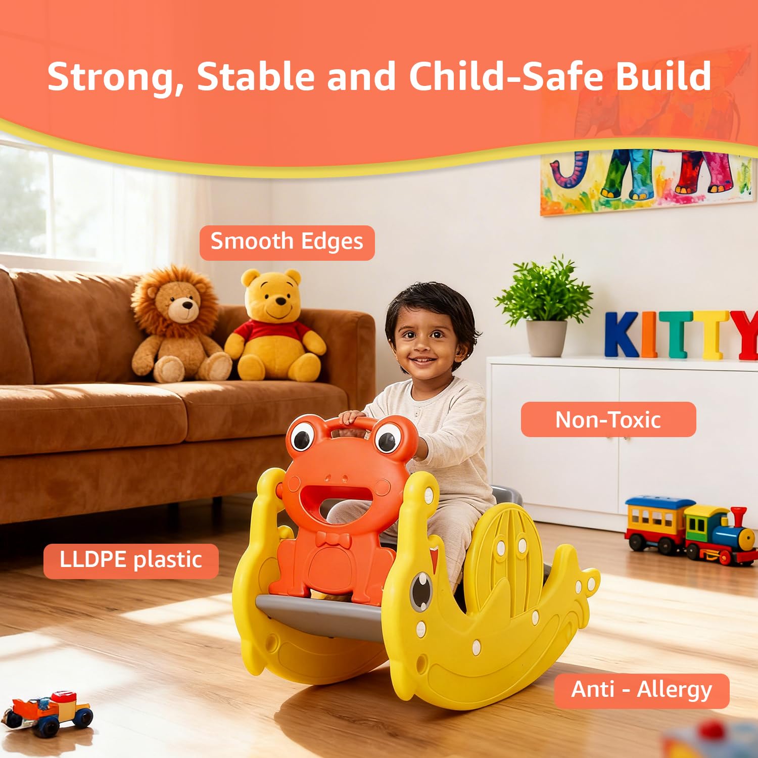 Amazon Brand β Jam & Honey 2-in-1 Foldable Slide and Rocker for Toddlers | Small | Indoor & Outdoor | Safe for Boys & Girls | Age 18+ Months - 3 Years | Easy Assembly | Gift Ready 3