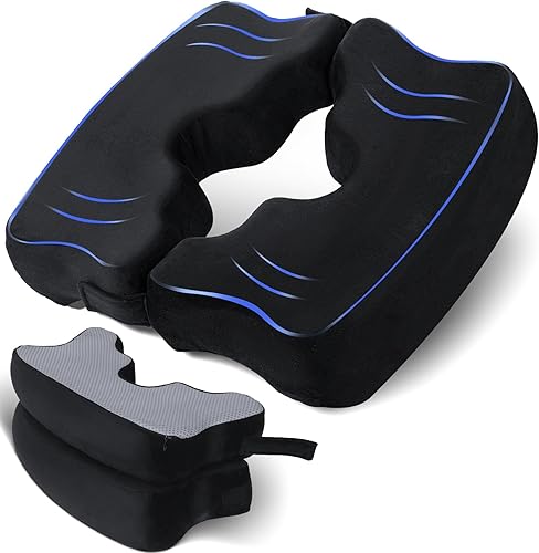 Miniatura 10 de SAHEYER Cojines para dolor de cama para glúteos, almohada de espuma viscoelástica para alivio de presión de hemorroides con orificio central y corte