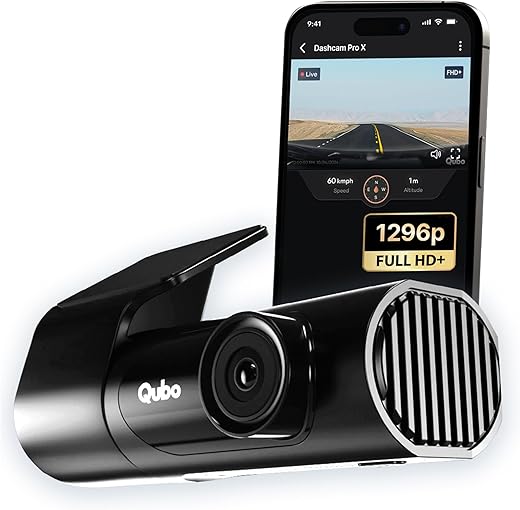 Qubo Car Dashcam Pro X by Hero Group | 3MP 1296P FHD+ Camera | NightPulse Vision | Wide-Angle FOV | Supercapacitor | Built-in Wi-Fi, Mic | App...