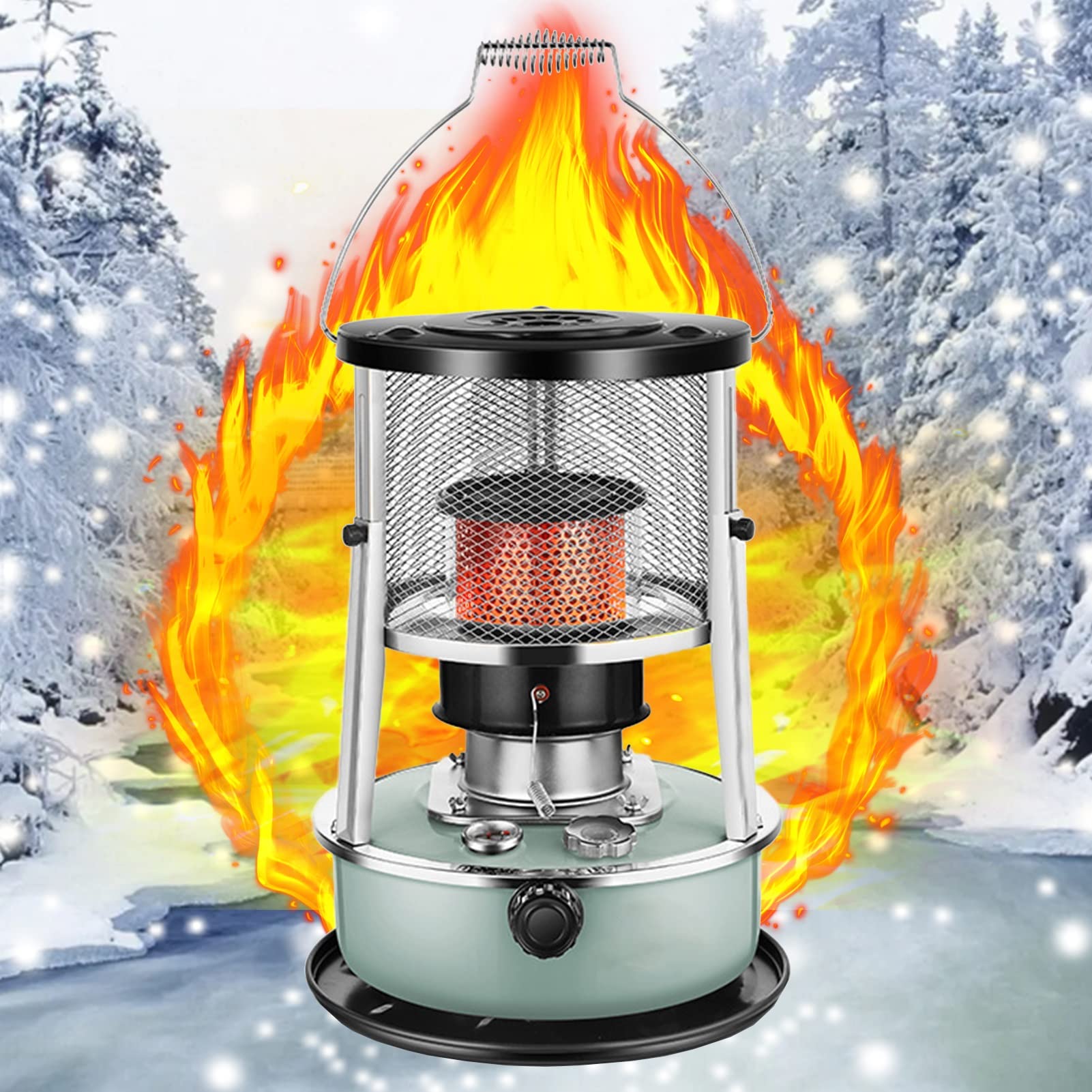 Poêle à pétrole à mèche mobile pour chauffage d'appoint et camping sans électricité