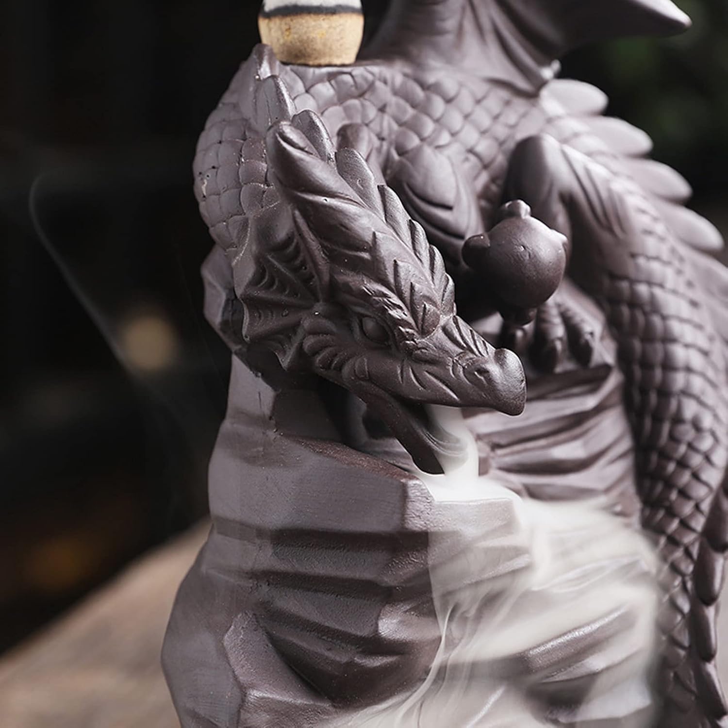 handcrafted Exquisite Waterfall Incense Holder , Fly Dragon Backflow Incense censer , Refined Details Handcrafted Unique Shape for Tea Room Yoga Room Meditation Statue Decoration , Fly Dragon Backflow