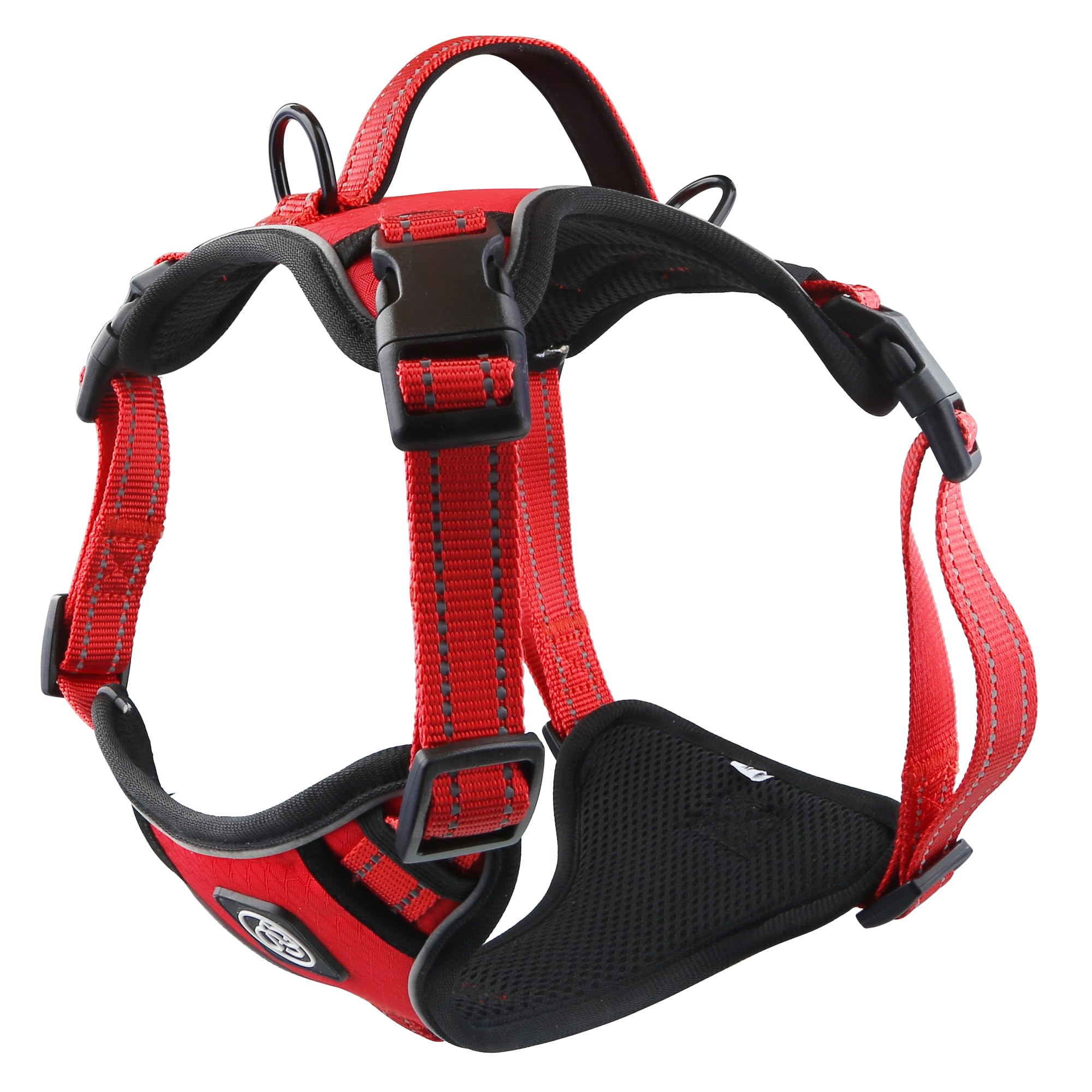 EVERKING No Pull Dog Vest Harness with Handle, Adjustable Waterproof Harness with 4 Buckles, Reflective Front & Back Clip for Small Medium Large Dogs (Red, Medium)