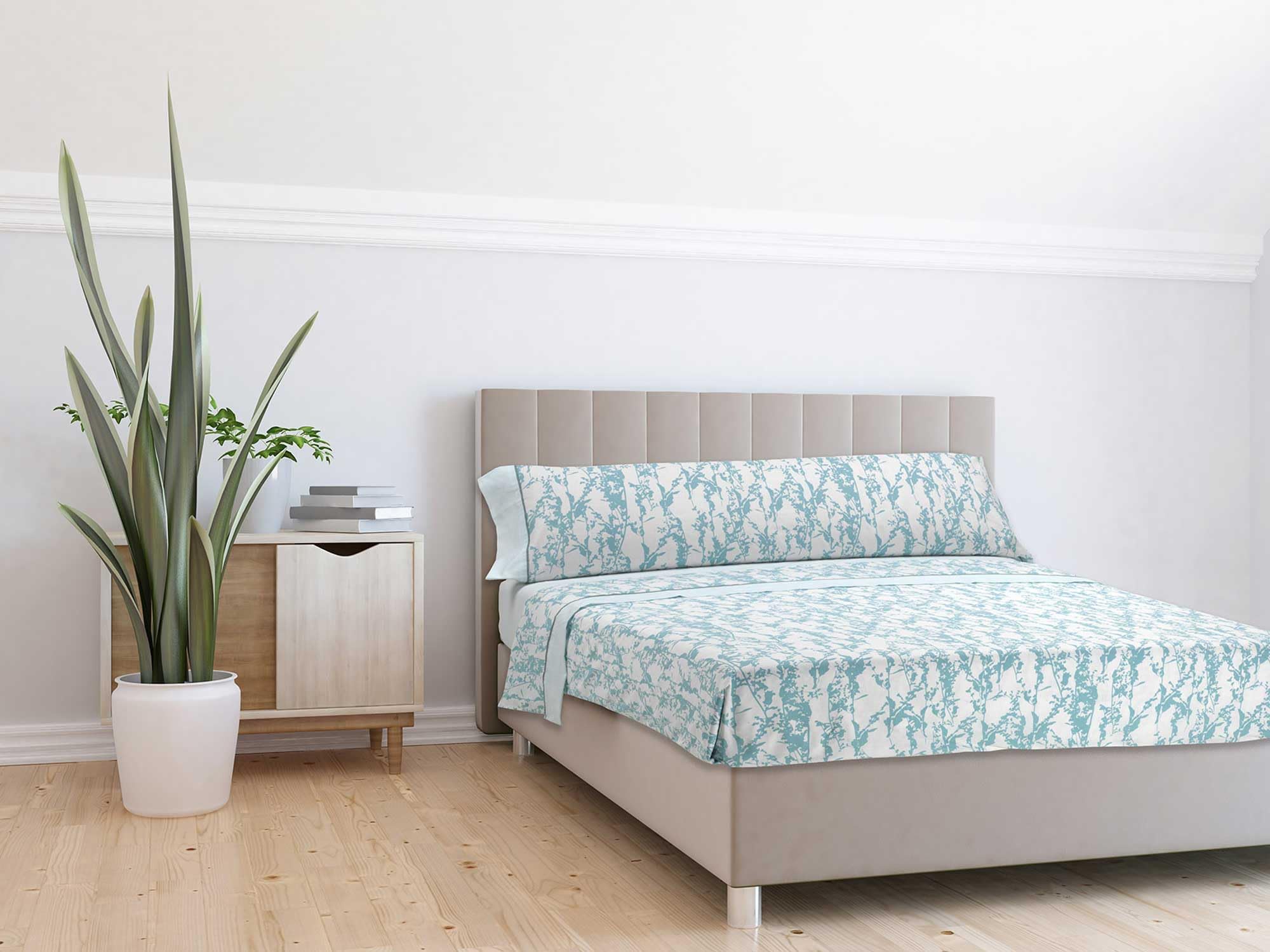 Mora - Juego de sábanas algodón Combinado + Fundas de Almohada - 3/4 Piezas - 144 Hilos - diseño Estampado Entretiempo - Modelo M94