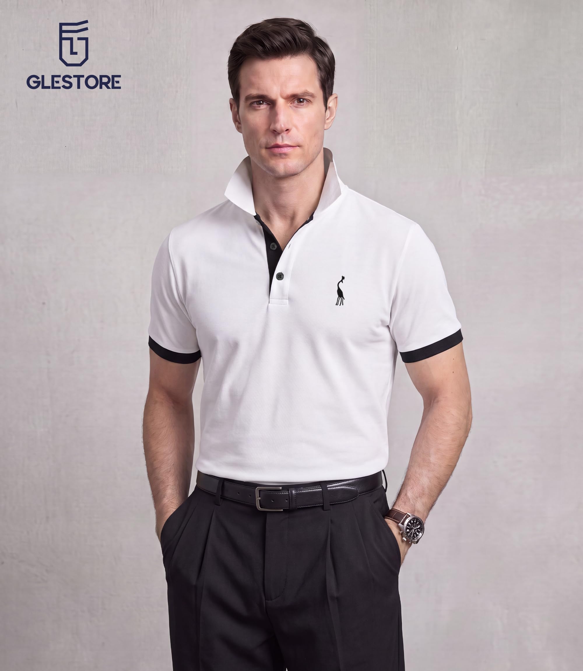GLESTORE Polo Homme T Shirt Manche Courte Golf Tennis Casual Sport T-Shirt Coton Vetement