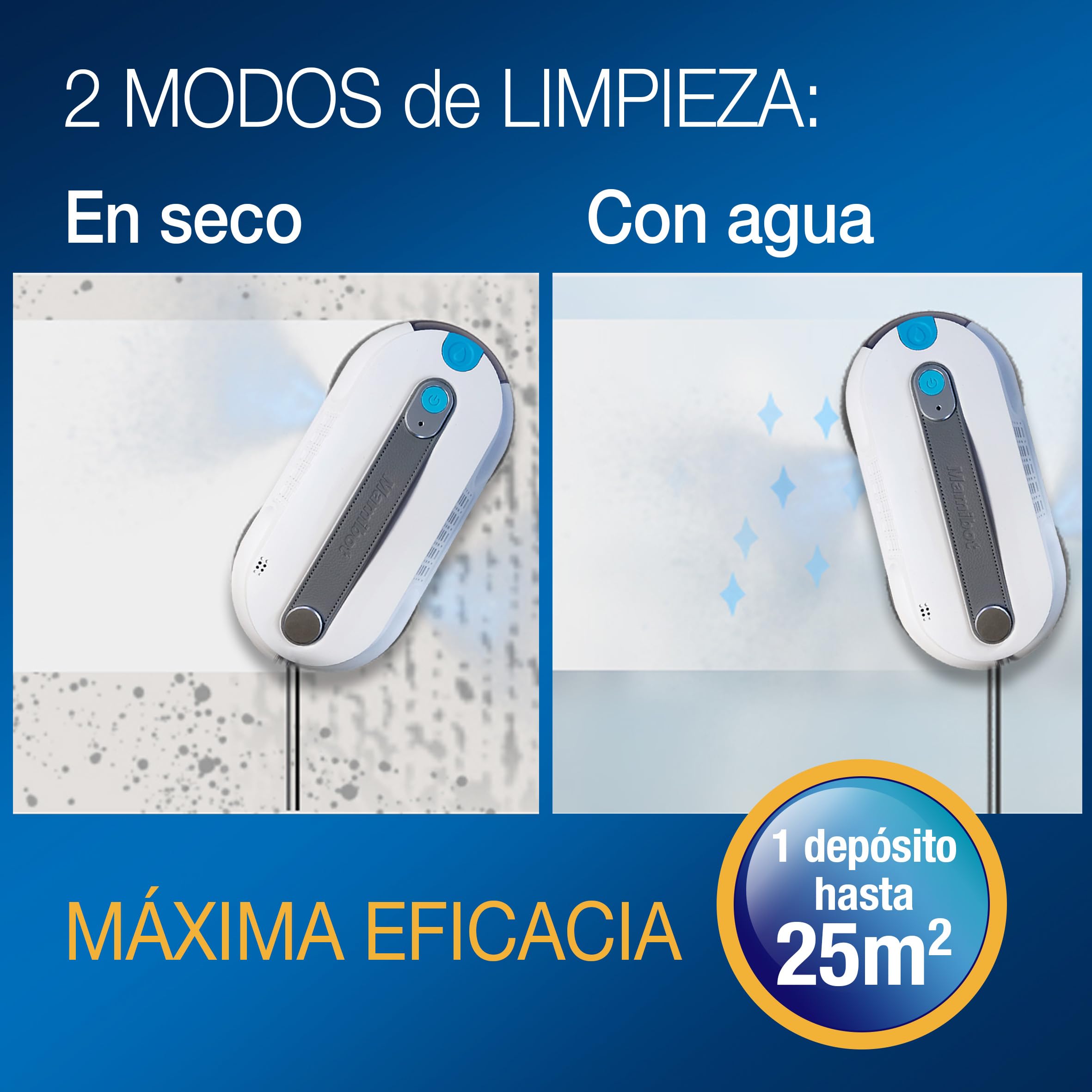 CRYSTAL POWER Robot Limpiacristales con doble pulverizador. Limpia las ventanas por ti. Totalmente autónomo. 100% seguro. Interiores y exteriores. Con y sin agua. Sencillo, rápido y silencioso.