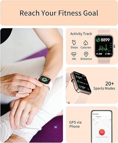 Miniatura 6 de ReReMorningLight Reloj inteligente ASW1 (rosa) con correas de nailon (rosa), correa de repuesto RERE ASW1 con alta elasticidad, suave, transpirable