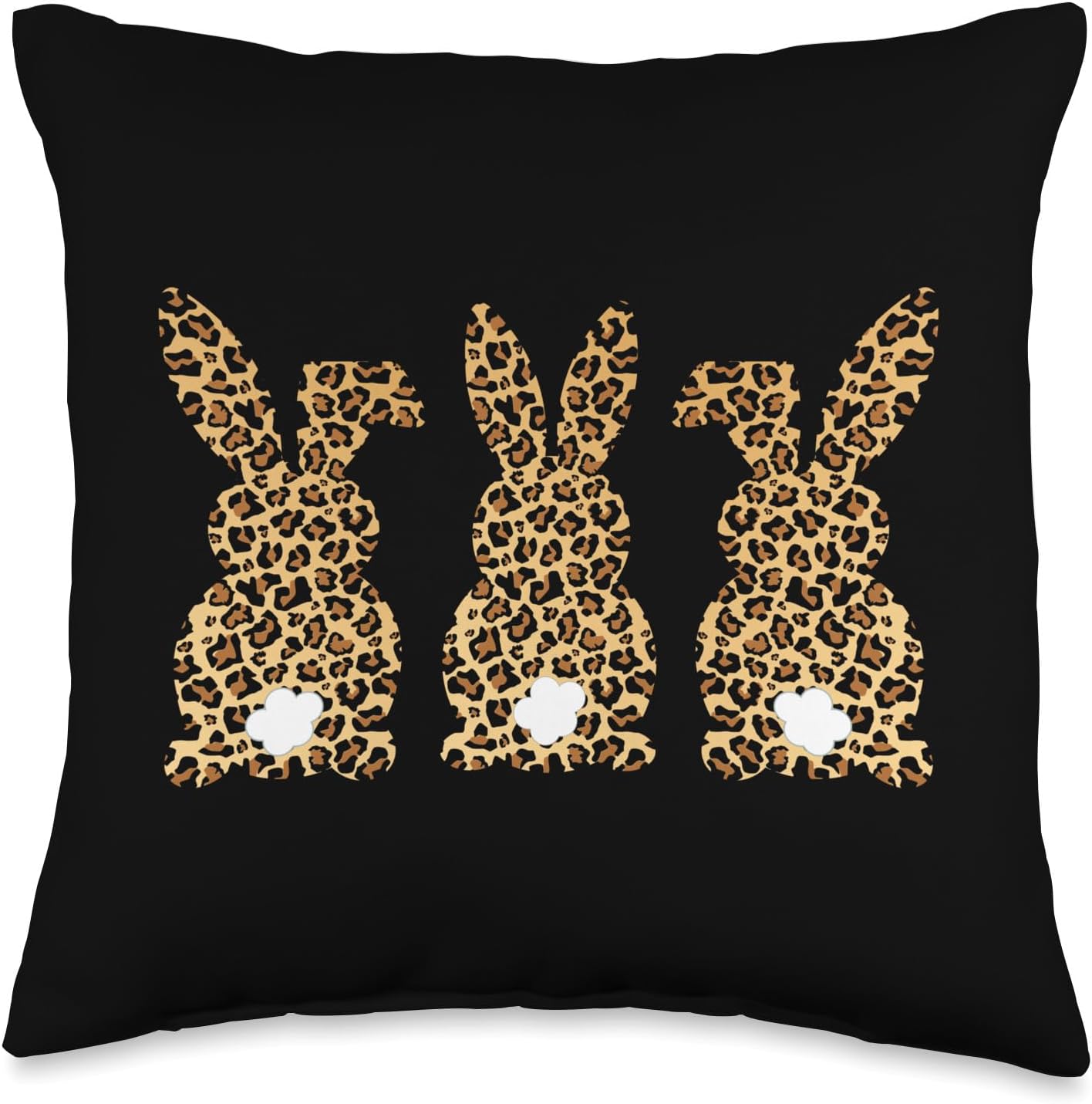 Leopard Print Easter Bunnies Spring Rabbit Animal Print Throw Pillow