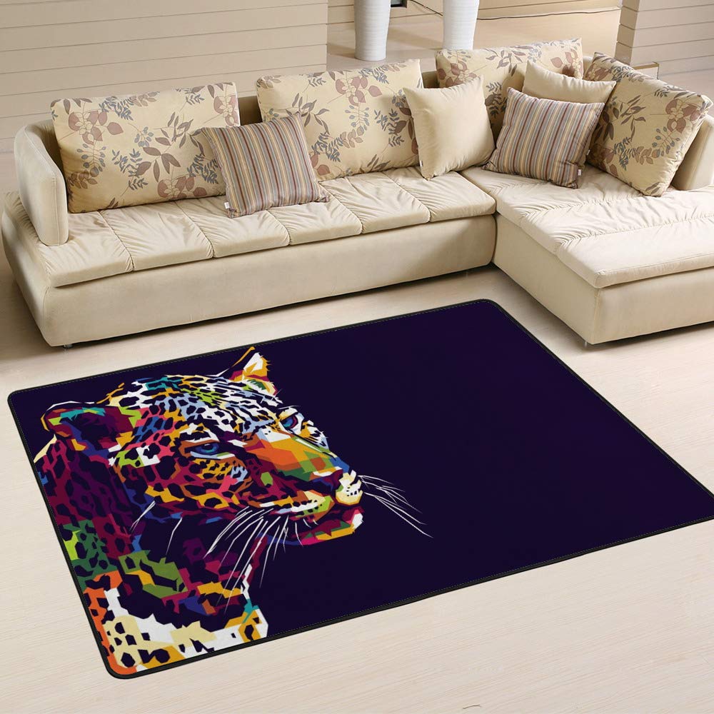 Tapis léopard noir pour chambre à coucher et salon chaleureux Ruchen