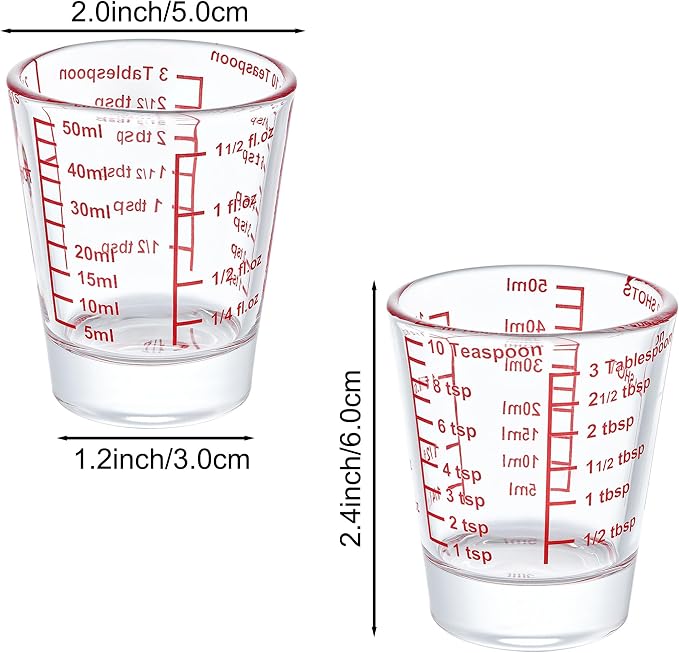 Cucharas medidoras de vidrio temperado pack de 2, 45 ml, rojo miniatura 2