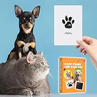Vista 2 de Nabance Kit de impresión de huellas sin tinta para perros, gatos y bebés, 4 almohadillas de tinta Clean Touch y 8 tarjetas de impresión, kit