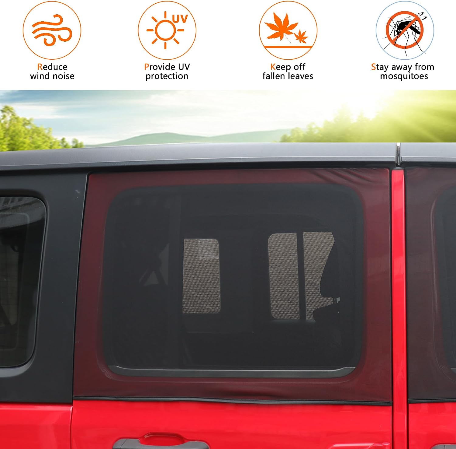 for Sunshade for Car Window, 2 Pcs Sun-Blinds adapted for Automobiles, Block Light Covers Breathable Mesh Side Sunshade for 2007-2024 Jeep Wrangler JK JL & Gladiator JT