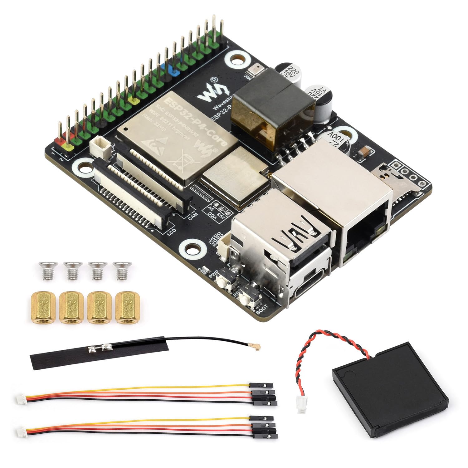 Waveshare ESP32-P4-WIFI6-POE-ETH High-Performance Development Board, Based on ESP32-P4 and ESP32-C6, Supports Wi-FI 6 and BT 5 (Le), with Integrated PoE Module for PoE Power Supply
