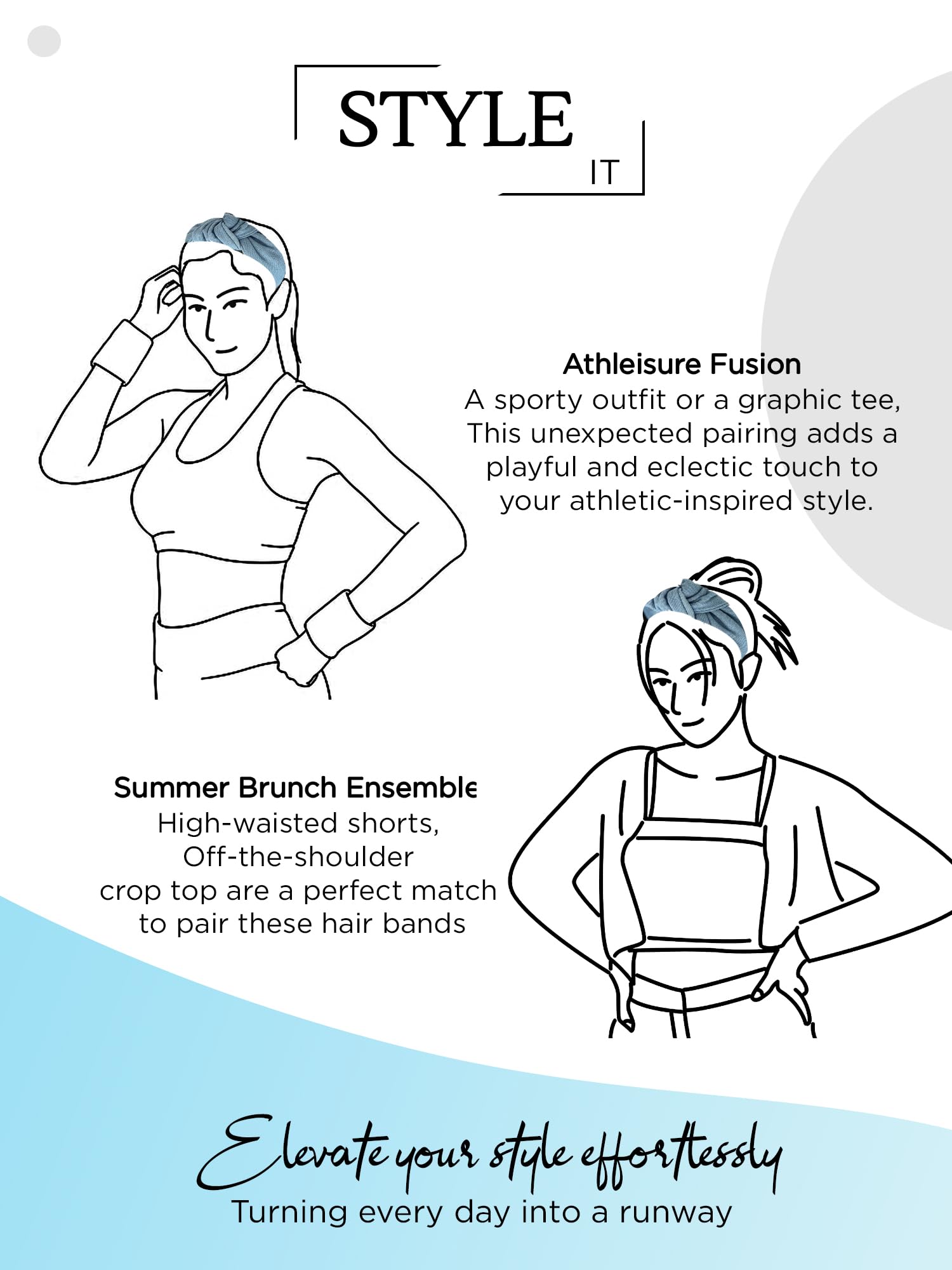 Solid Denim Knot Fabric Headband for Women