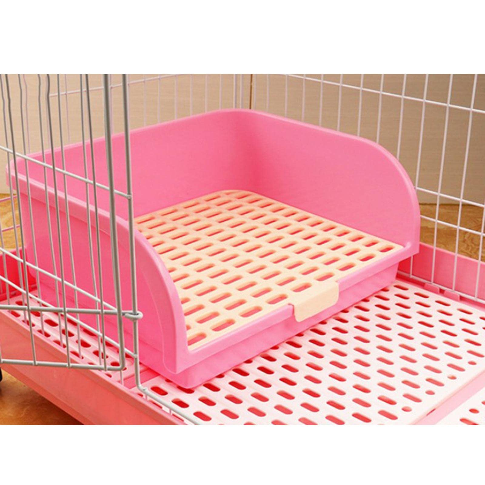 Eck Katzentoilette Aus Hygienischem mit Hohem Rand für Kaninchen, Frettchen, Chinchillas Und Hamster, Rosa